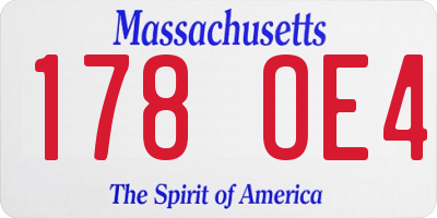 MA license plate 178OE4