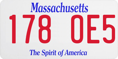 MA license plate 178OE5