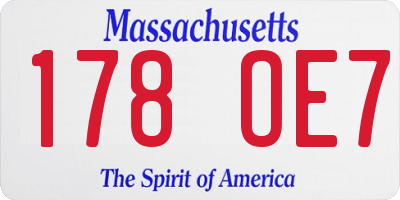 MA license plate 178OE7