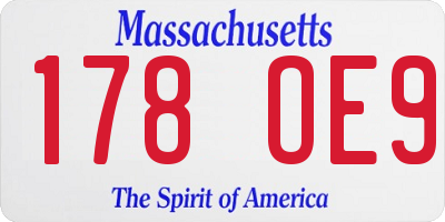 MA license plate 178OE9