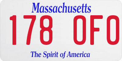 MA license plate 178OF0