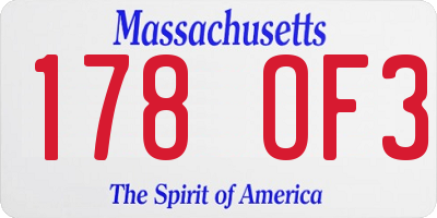 MA license plate 178OF3
