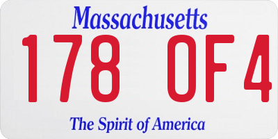 MA license plate 178OF4
