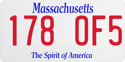 MA license plate 178OF5