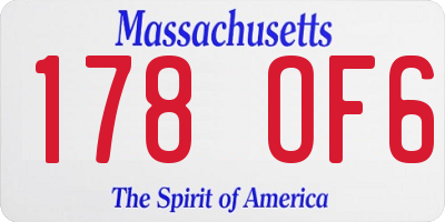 MA license plate 178OF6