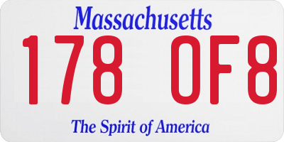 MA license plate 178OF8