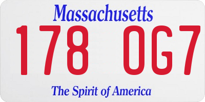 MA license plate 178OG7
