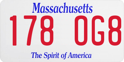 MA license plate 178OG8