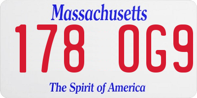 MA license plate 178OG9