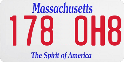 MA license plate 178OH8