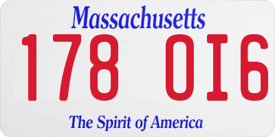 MA license plate 178OI6