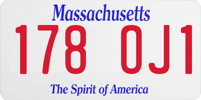 MA license plate 178OJ1