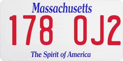 MA license plate 178OJ2