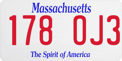 MA license plate 178OJ3