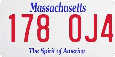 MA license plate 178OJ4