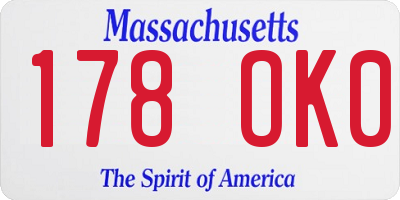 MA license plate 178OK0