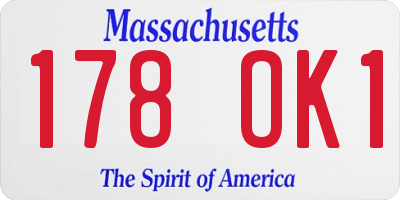 MA license plate 178OK1