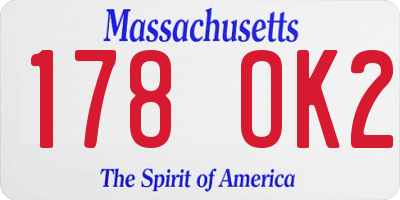 MA license plate 178OK2
