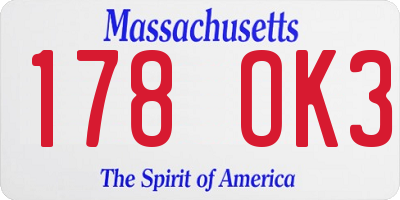 MA license plate 178OK3