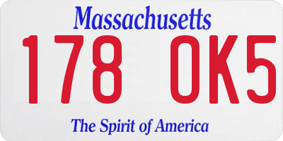 MA license plate 178OK5
