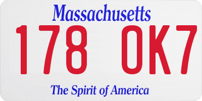 MA license plate 178OK7
