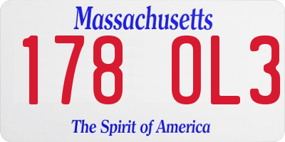 MA license plate 178OL3