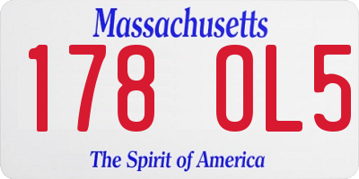 MA license plate 178OL5