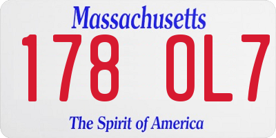 MA license plate 178OL7