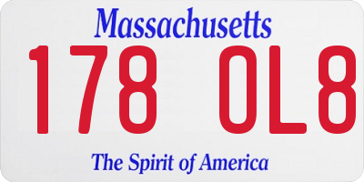 MA license plate 178OL8