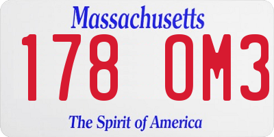 MA license plate 178OM3