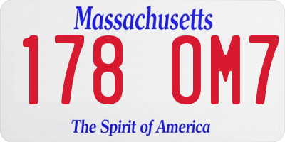 MA license plate 178OM7