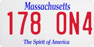 MA license plate 178ON4