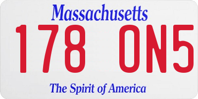 MA license plate 178ON5