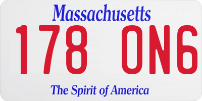 MA license plate 178ON6