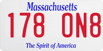 MA license plate 178ON8