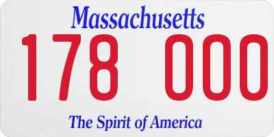 MA license plate 178OO0