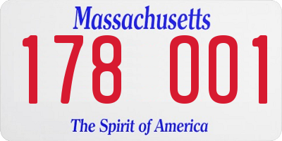 MA license plate 178OO1