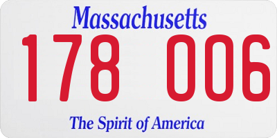 MA license plate 178OO6