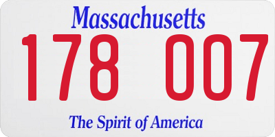 MA license plate 178OO7