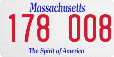 MA license plate 178OO8