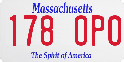 MA license plate 178OP0