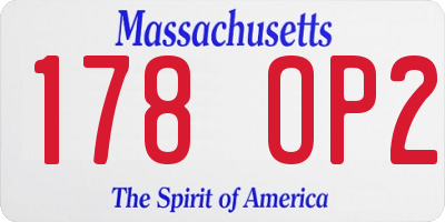 MA license plate 178OP2