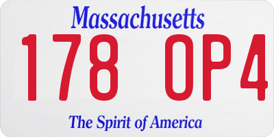 MA license plate 178OP4