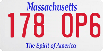 MA license plate 178OP6