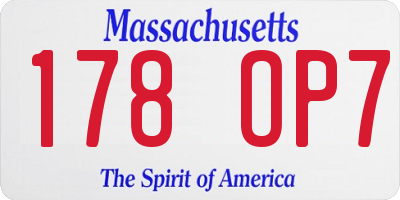 MA license plate 178OP7