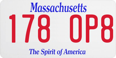MA license plate 178OP8