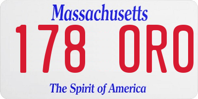 MA license plate 178OR0