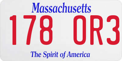 MA license plate 178OR3