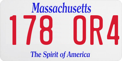 MA license plate 178OR4