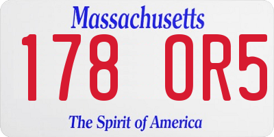 MA license plate 178OR5